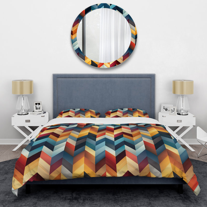 Ensemble de housse de couette à motif de chevrons multicolores Urban Geometric