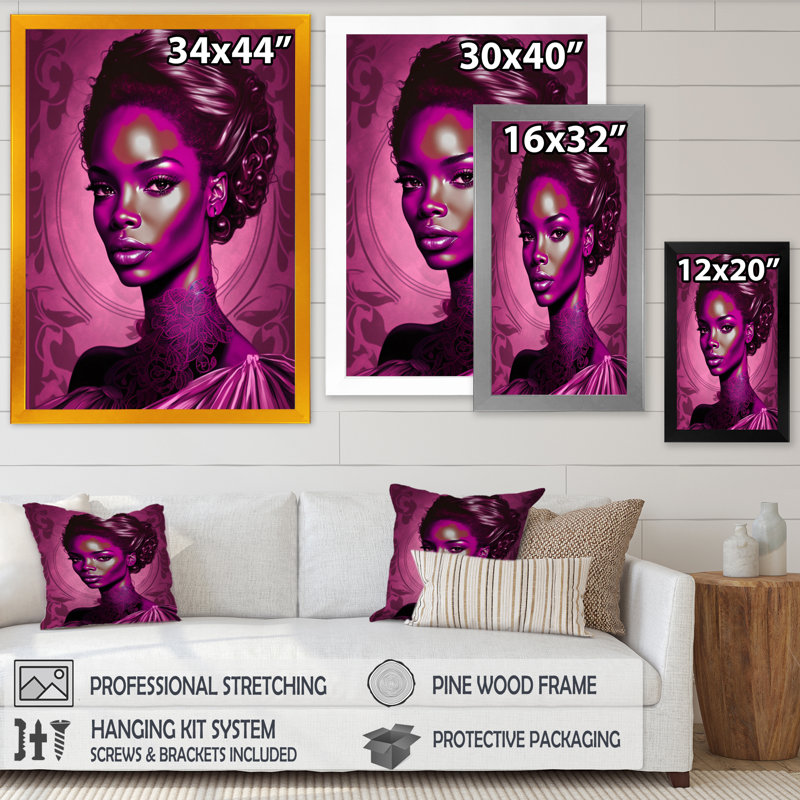 «Cowdray Beautiful Retro African American Model IV», reproduction sur toile, H 20 po x l 12 po x P 1 po, Encadrement doré