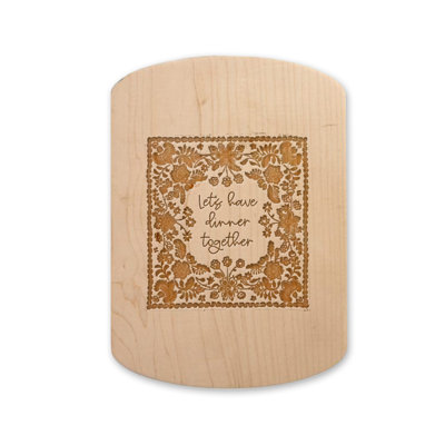 Let's Have Dinner Together 11 x 8 Maple Oval Cutting Board