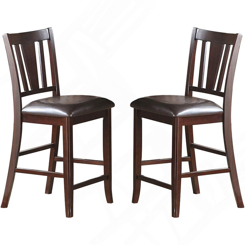 Ensemble de 2 chaises à hauteur de comptoir simple et contemporaine à finition brune