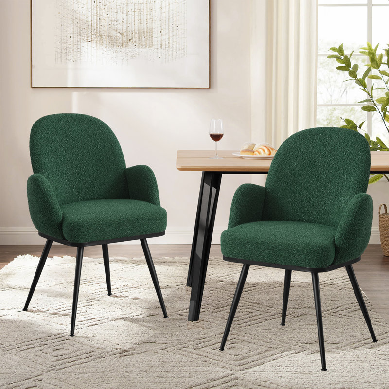 50cm H Tufted Fabric Upholstered Full Back Armchair, 2, Green