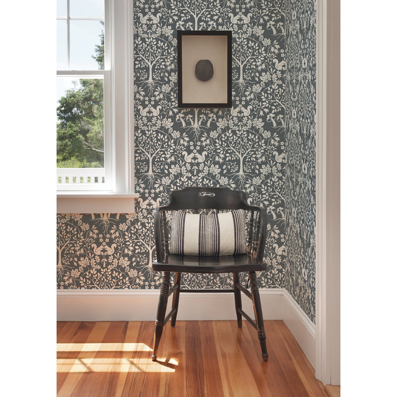 Aimon Non-Pasted Floral Wallpaper Roll, Gray
