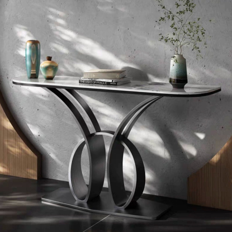 Table de véranda de luxe de style italien en acier inoxydable., Gris