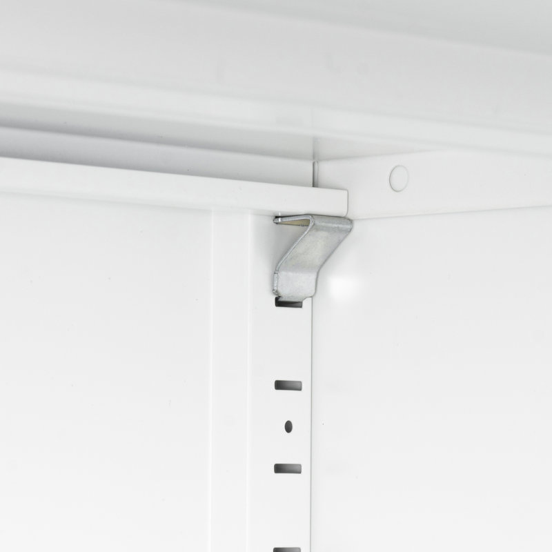 Armoire de rangement en métal blanc avec 2 portes, tablettes réglables pour outils lourds et papiers, fabrication en acier, verrouillable, acier laminé à froid à haute résistance, structure stable, dimensions de 30,92 po,