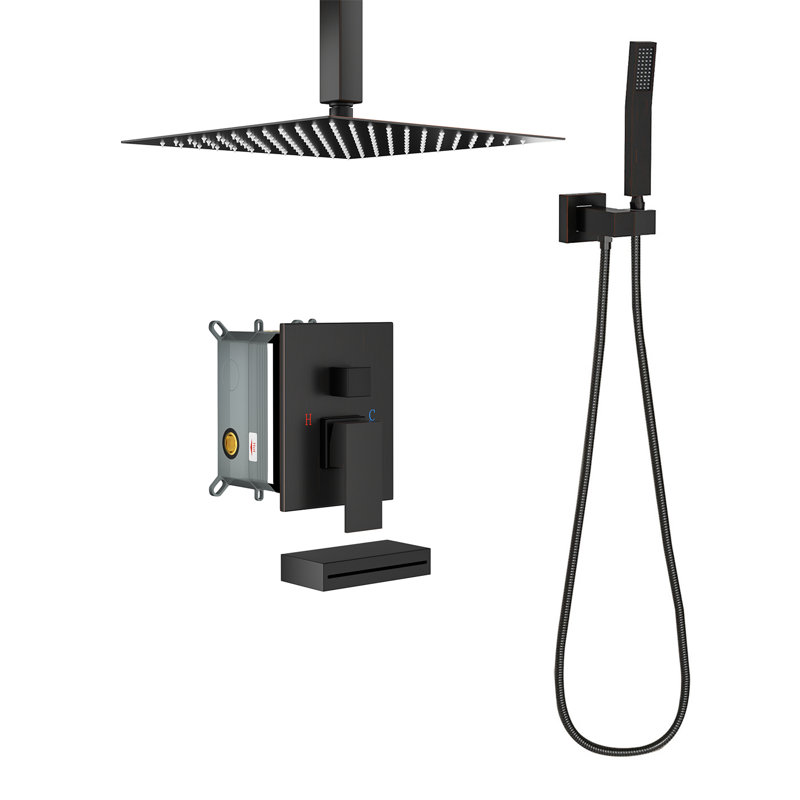 3-Function High-Pressure Rainfall Shower System, Tub Faucet Set