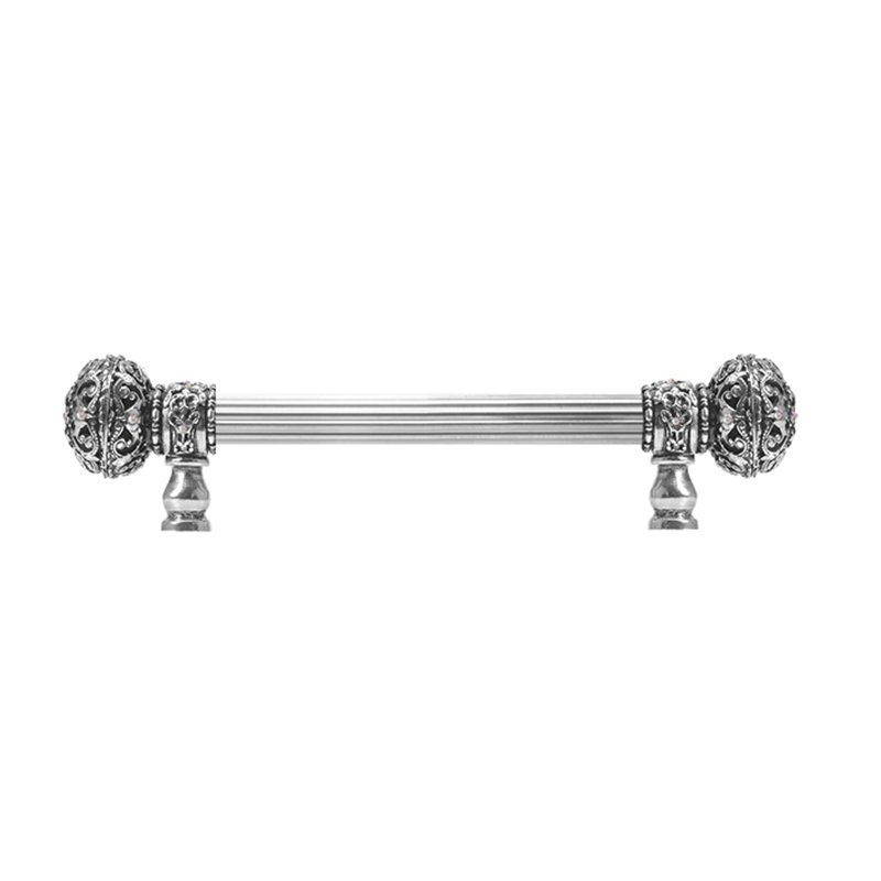 Juliane Grace 9 inches c.c. with 5/8 reeded center long pull large finial with 56 Swarovski Clear & Aurore Boreale Crystals in Chalice