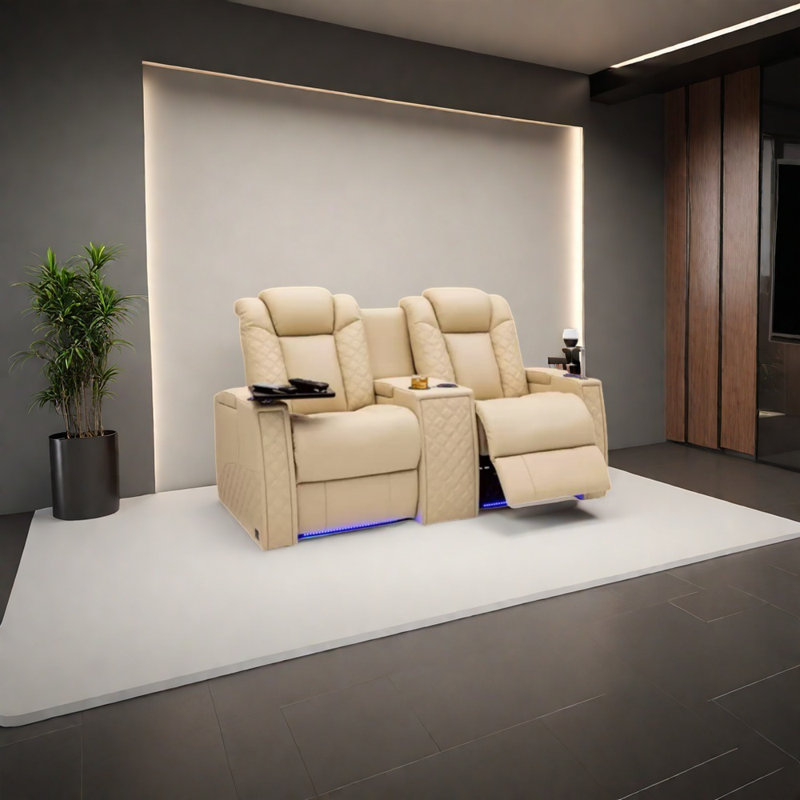 Multi-functional TV sofa in basement, Beige