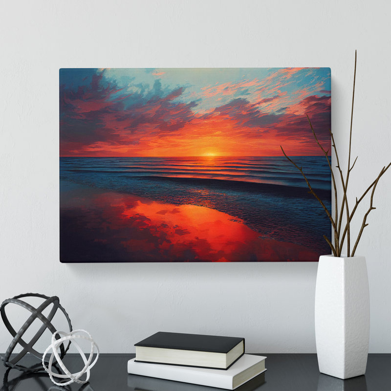 Enlightening Ocean Sunset - Wrapped Canvas, 40cm H x 60cm W x 3cm D