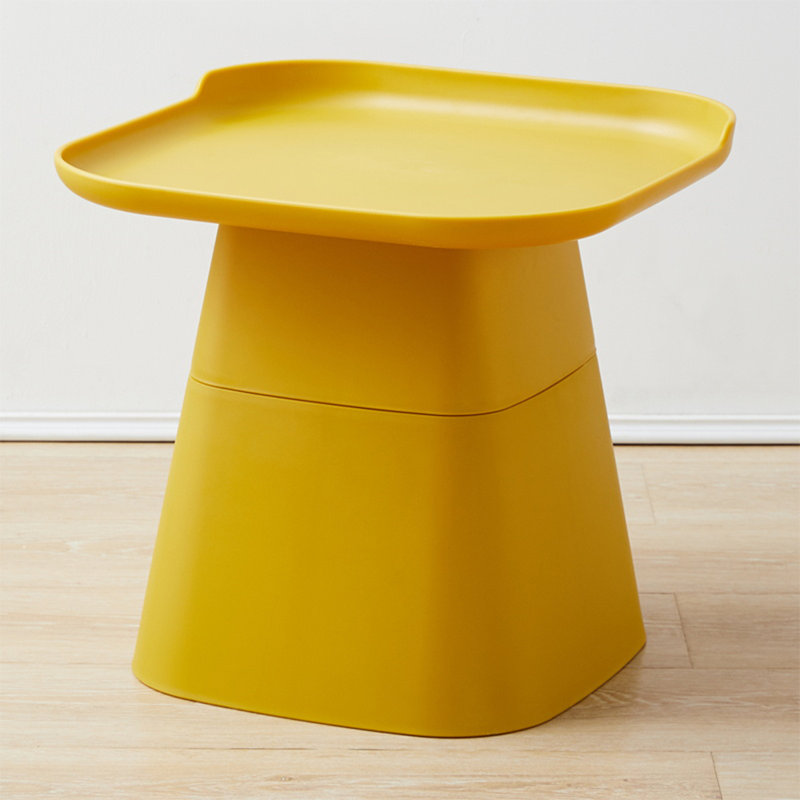 Square Shaped Coffee Table Couch Table For Living Room Modern Side Table, Yellow, 15.7" H x 18.9" W x 18.9" D