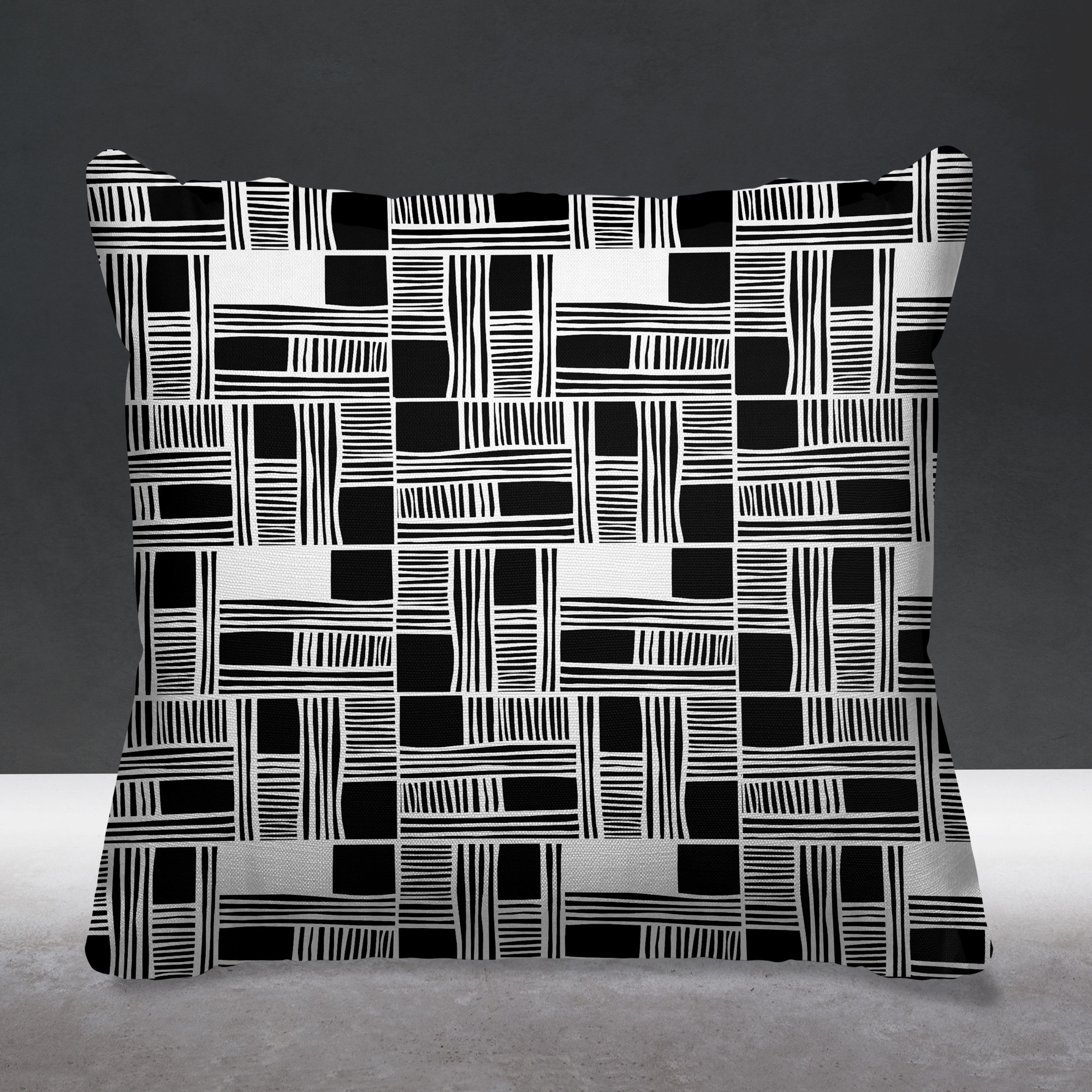Kapri Indoor/Outdoor Throw Pillow, 15" x 15", Black, Square