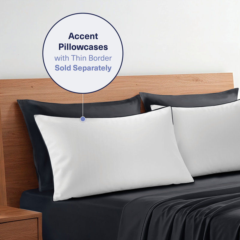 100% Organic Viscose From Bamboo Sheets Set, 300 Thread Count, 4-pc Set, Luxury Cooling Sheets, Deep Pockets - Gift-Ready Packaging, Queen Size (Deep Black)
