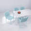 Ensemble de salle à manger 5 pièces intérieur / extérieur, 4 fauteuils empilables en PP et longue table moderne blanche de 55 pouces-1608820605