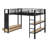 Metal Loft Bed Frame With Wardrobe,Storage Shelves And Pegboard