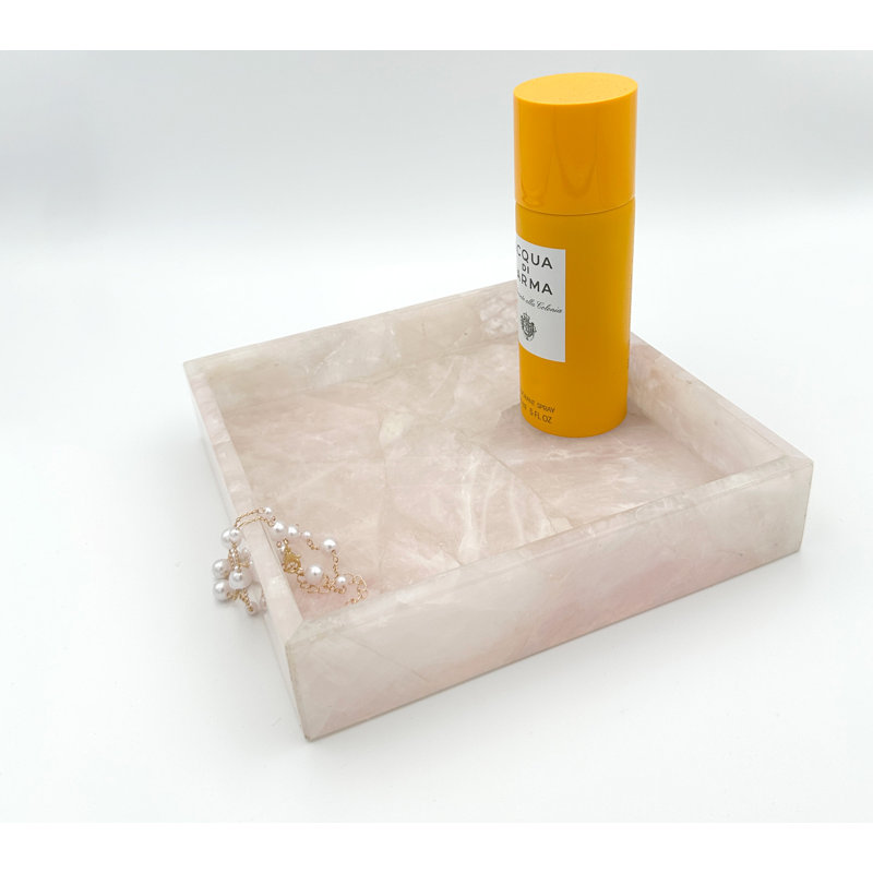 Plateau carré en quartz rose de qualité supérieure