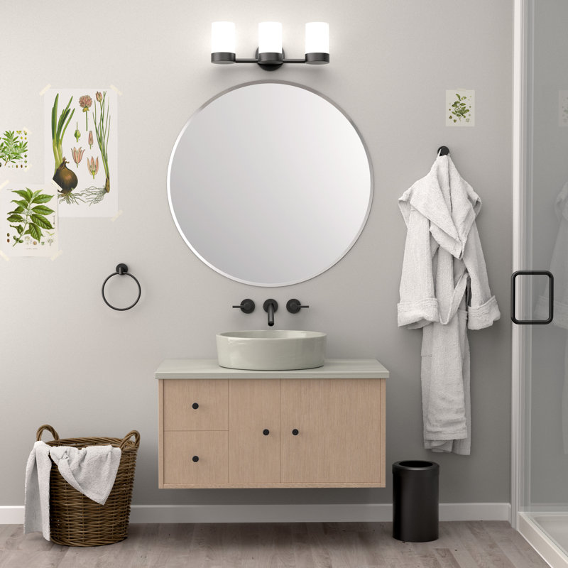 Wall Mount Round Beveled Frameless Mirror | Circular Mirror For Bathroom, Entryway, Wall Decor, 35" H x 35" W x 0.25" D