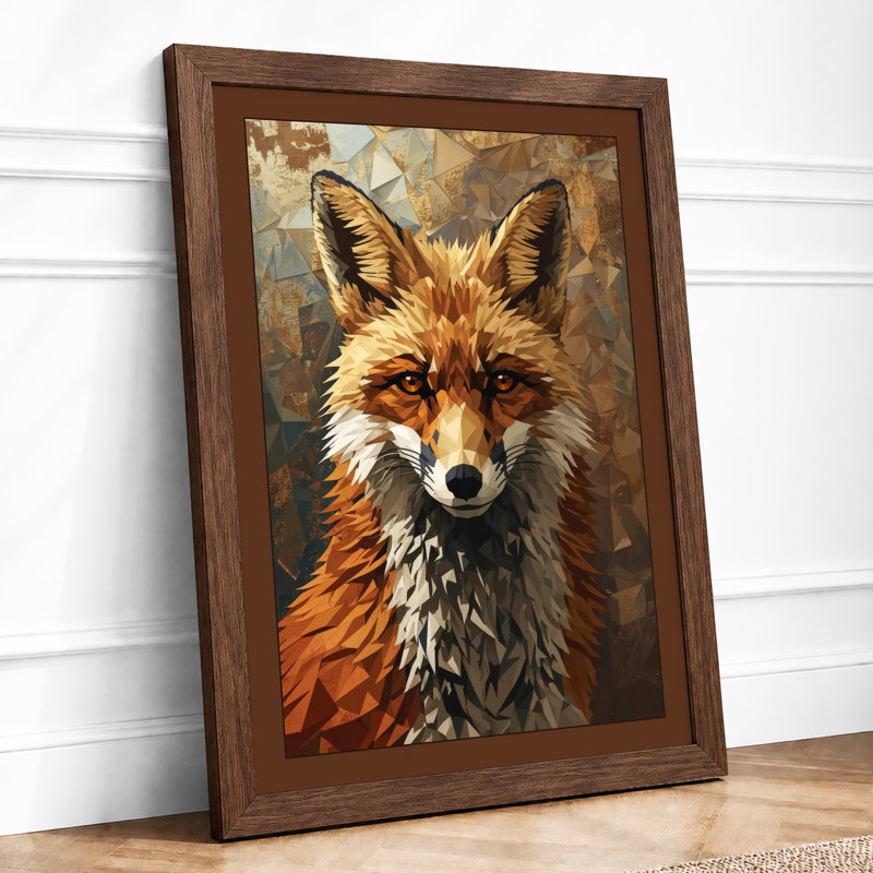 Alert Fox Portrait Realism - Framed Print, A4 - 29.7 x 21.0 cm, Walnut