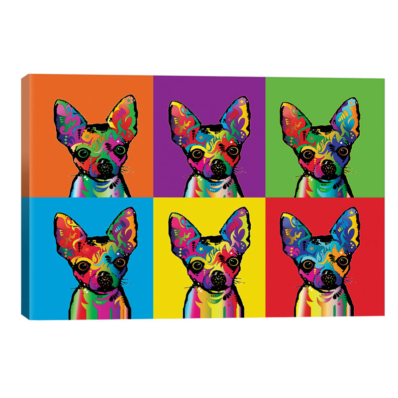 Rainbow Chihuahua Line-Up by Michael Tompsett - Wrapped Canvas Print, 152.5 cm H x 101.5 cm W