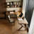 Modern L-Shaped Solid Wood Desk with Bookshelf-2059612778