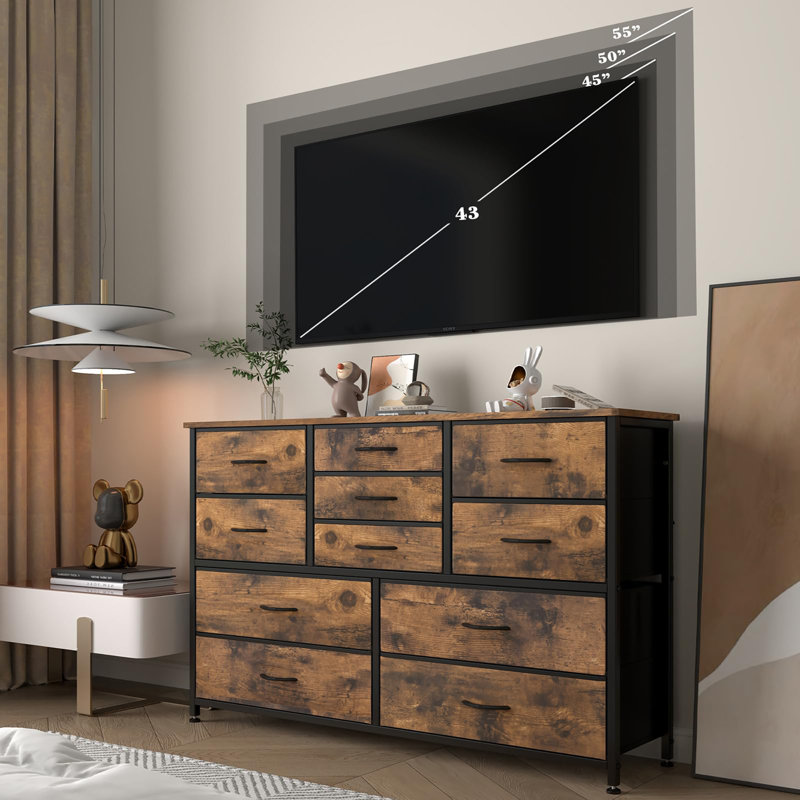 Commode 11 tiroirs, Brun rustique