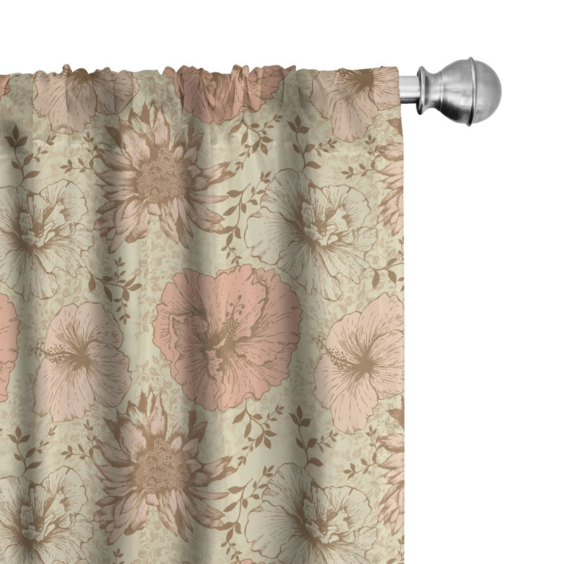 Floral Semi-Sheer Rod Pocket Curtain Panels, 28" x 63"