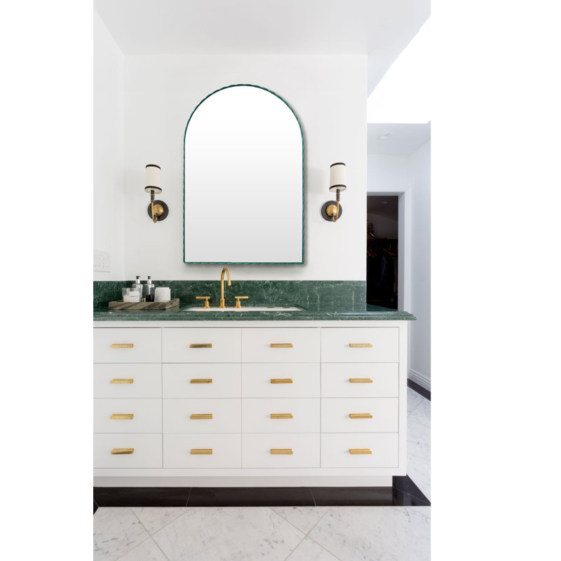 Arch Metal Wall Mirror, High Gloss Green