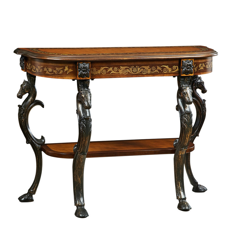 Berkhamstead 42” Console Table with Ornate Horse Motif Legs Design, Brown
