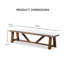 Banc rembourré rustique avec siège brun, structure blanche, base à tréteaux, P 15,5 po x H 16,5 po pour salle à manger et banc, coussin en tissu, article