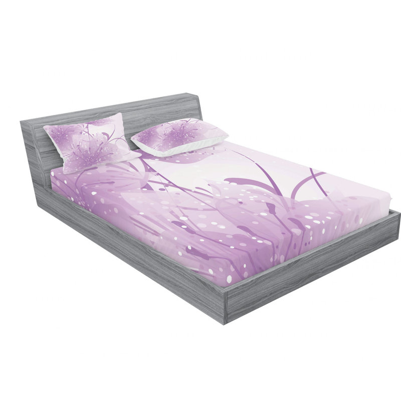 Microfiber Floral Sheet Set, Full/Double Sheet Set with Fitted Sheet