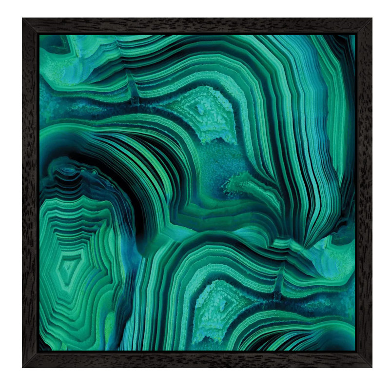 Malachite In Green And Blue by Danielle Carson - Painting on Canvas, 93.98 cm H x 93.98 cm W x 3.175 cm D, Black Framed