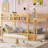 Low Twin Over Twin Bunk Bed, Floor Bunk Bed With Ladder, Solid Wood Twin Bunk Bed For Kids & Juniors, Natural