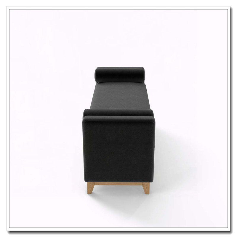Banc rembourré en bois massif, 66 po + rangement, Noir + neutre 11