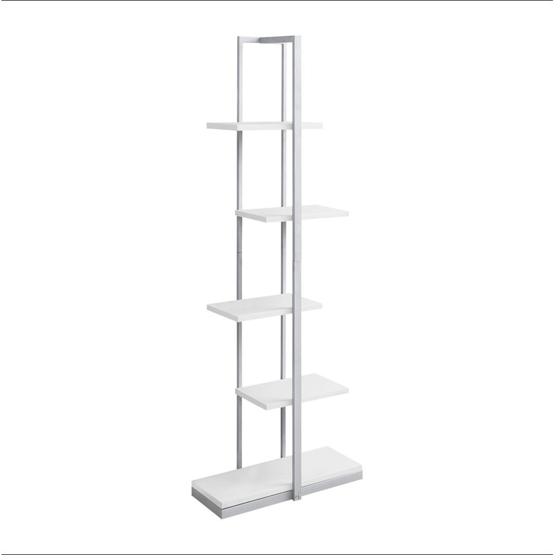Bibliothèque, bibliothèque, étagère, 5 niveaux, h 60 po, bureau, chambre à coucher, Blanc
