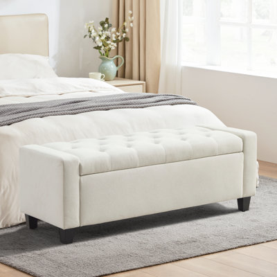 48.8" W Polyester Upholstered Storage Bench