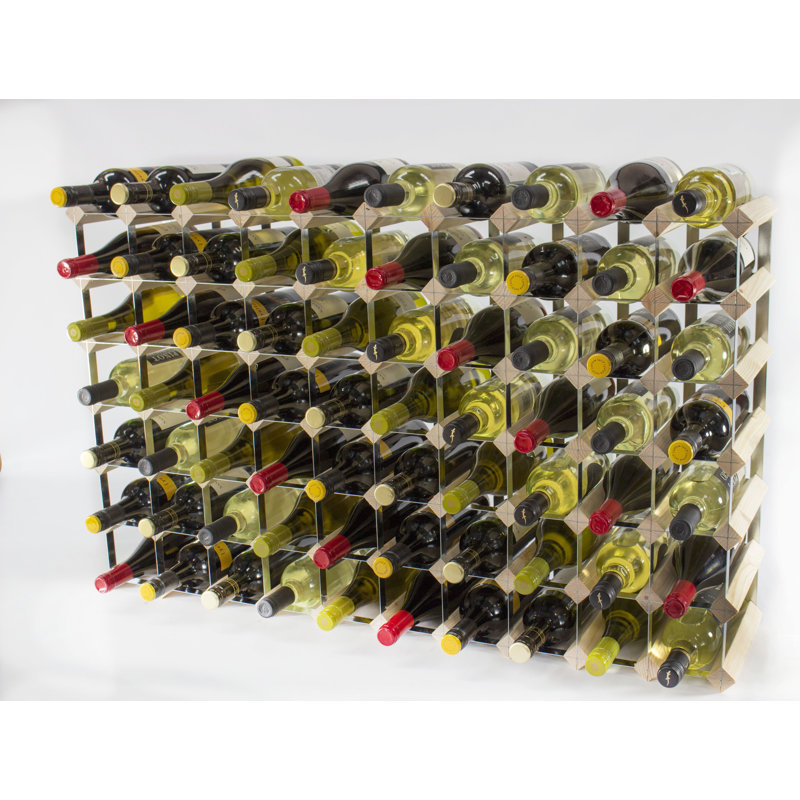 Liddle 70 Bottle Floor Wine Bottle Rack, Natural Pine / Galvanised Steel