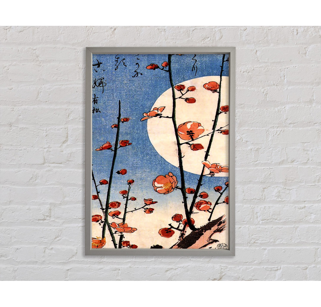 Hiroshige Blühender Pflaumenbaum mit Vollmond - Einzelner Bilderrahmen Kunstdrucke auf Leinwand