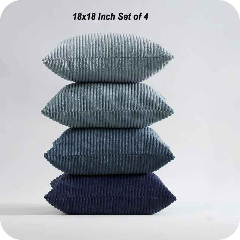 Housses de coussin décoratives en velours bohème 18 x 18 pouces, ensemble de 4 (bleu), Bleu