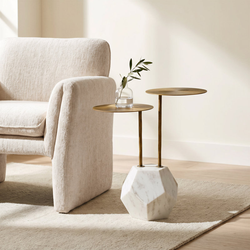 Table d'appoint Anten laiton et blanc
