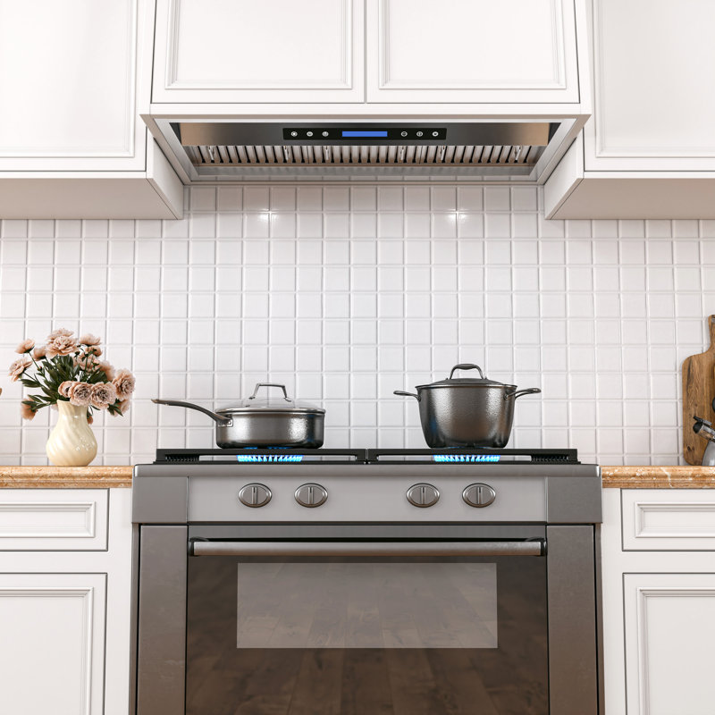 Hotte encastrable convertible 42 pouces 800 CFM à 4 vitesses en acier inoxydable avec télécommande et panneau tactile avec lumières DEL