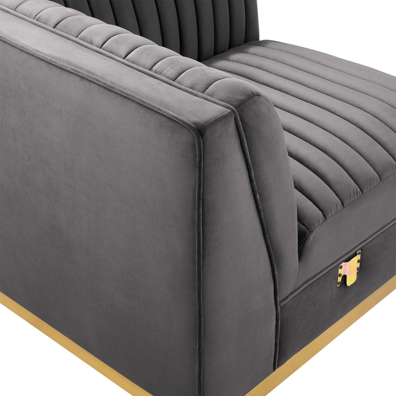 Canapé modulaire 4 pièces Sanguine Channel, Face à la gauche, 100% polyester gris