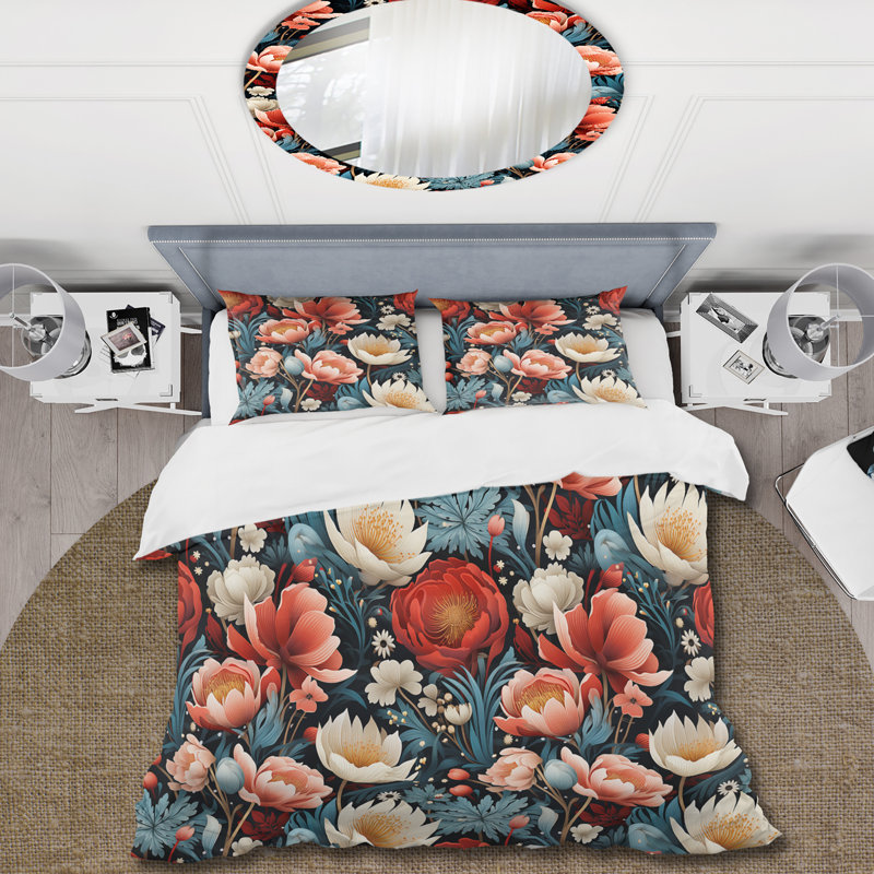 Ensemble de housse de couette Elegant White Country Blossum Charm I - Floral