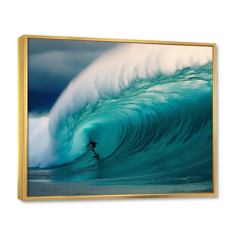 Hawaiian Waves Surf Dream I - Hawaii, art mural encadré, H 24 po x l 32 po x P 1 po, Cadre flottant doré