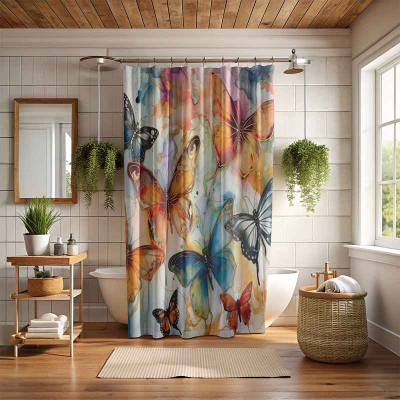Bold Butterfly Art - rideau de douche standard 1 pièce, H 74 po x l 71 po