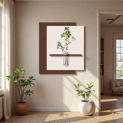 Art mural moderne en grès de style Mid-Century avec pot à eau - Décoration d'entrée et de salon