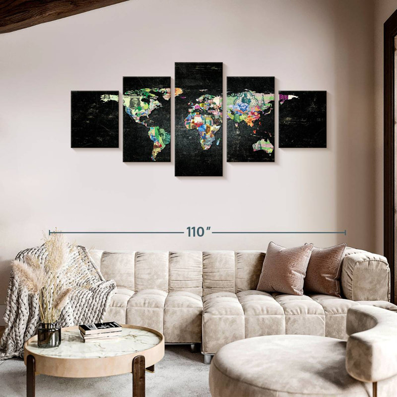 Carte du monde tendance I, H 42 po x l 92 po