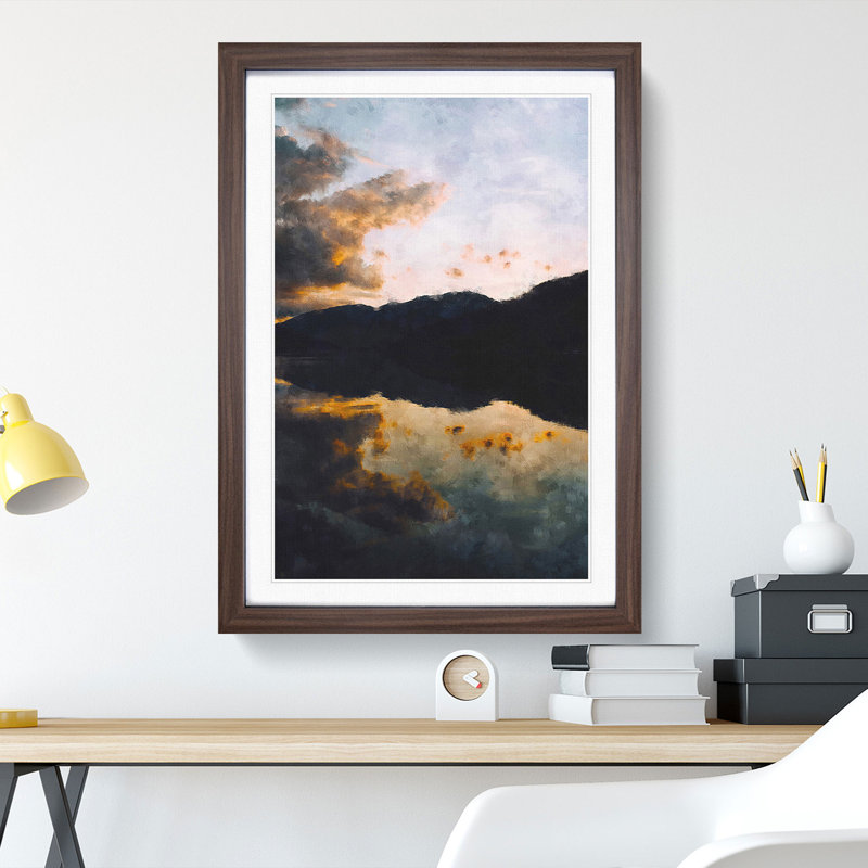 Reflection of the Clouds and Mountains - Picture Frame Painting Print, 63cm H x 45cm W x 2cm D, Walnut Framed