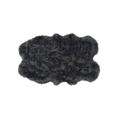 Laperle Gray Faux Sheepskin Fur Area Rug