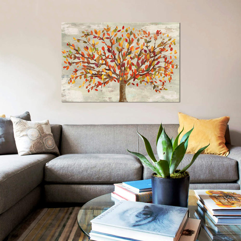 «Fall Foliage», reproduction sur toile, H 40 po x l 60 po x P 1,5 po, Papier beaux-arts encadré noir, Pas de tapis