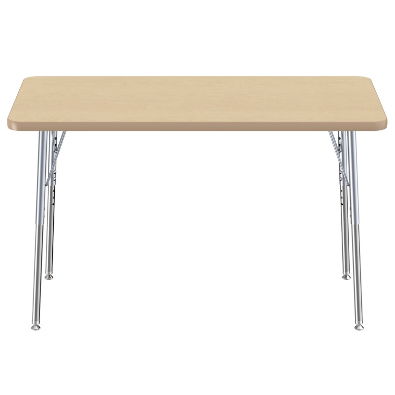 Table rectangulaire d'activité rectangulaire avec pieds réglables, Roulement pivotant standard, 24 po x 48 po, Maple
