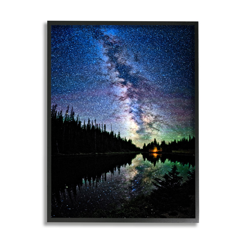 «Nebula Over Lake Landscape» par Lena Owens, Giclée encadrée noir minuit, H 14 po x l 11 po x P 1,5 po