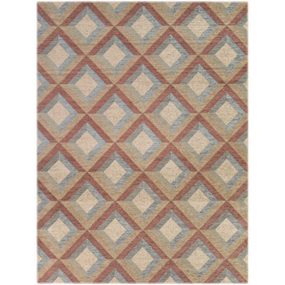 Eloise Blue/Red Modern Geometric Area Rug